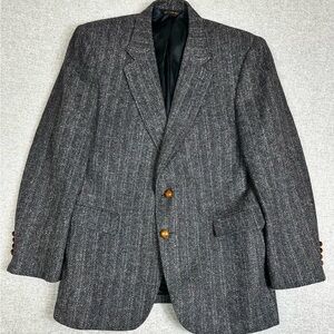 Vtg Trotters Club Blazer Mens 42 Wool Tweed‎ Herringbone Unstructured Jacket 90s